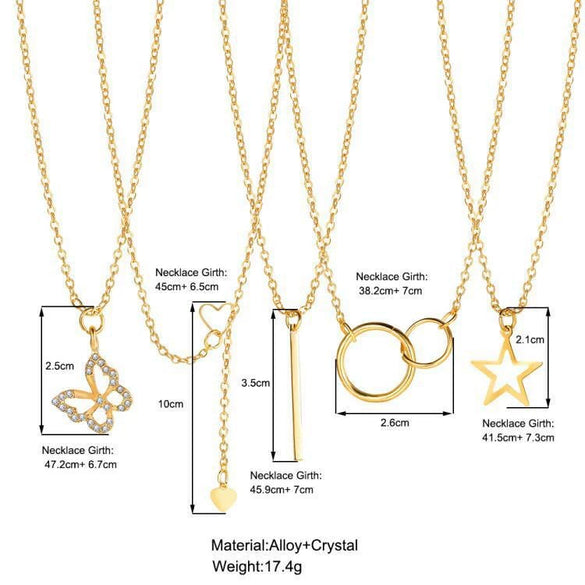 Alloy Love Pearl Necklace Set With Fivepointed Star Circle Butterfly Heart Geometric Animal Zodiac Patterns Electroplated For Women