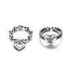 Alloy Love Pendant Ring Set Creative Retro Cartoon Heart Sculpture Unisex