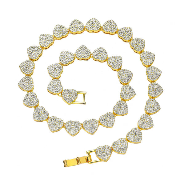 Alloy Love Shape Diamond Hip Hop Style Men's Cuban Chain Jewelry