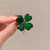 Alloy Lucky Clover French Retro Emerald Electroplating Women's Brooch