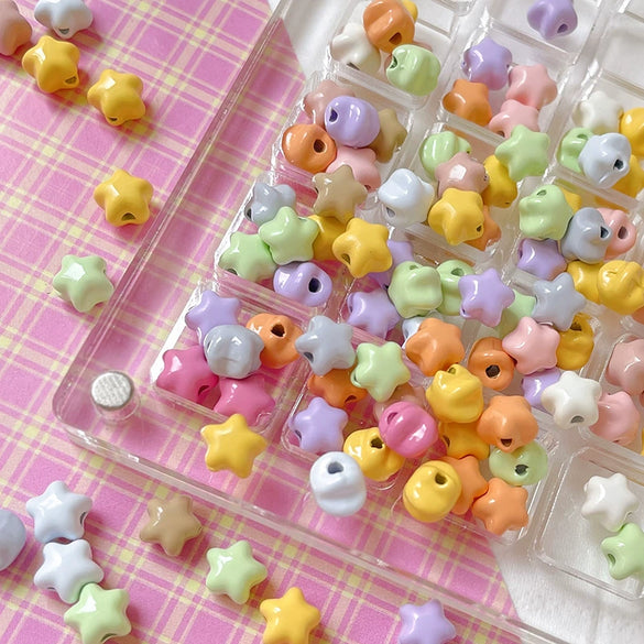 Alloy Macaron Color Fat Star Loose Beads For Diy Handmade Bracelet Necklace And Beaded Mobile Phone Chain With Dripping Oil Design