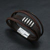 Alloy Magnet Buckle Leather Rope Handmade Geometric Vintage Bracelet For Men