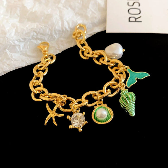 Alloy Marine Animal Geometric Style Electroplated Bracelet For Women