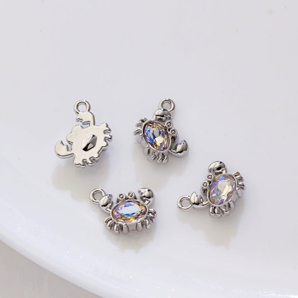 Alloy Marine Life Crab Lobster Zircon Pendant Electroplated Diy Jewelry Accessories