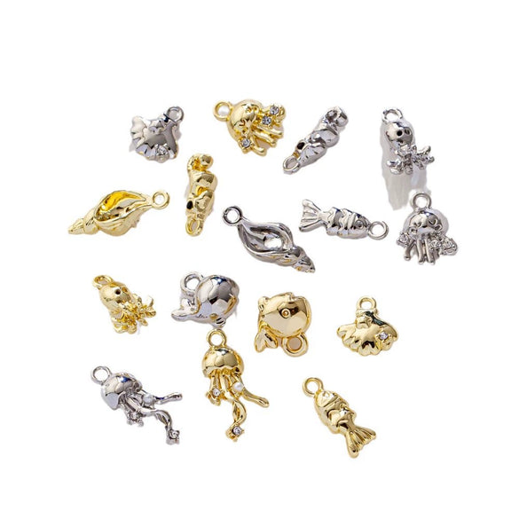 Alloy Marine Life Hippocampus Octopus Conch Electroplated Pendant Jewelry Accessories
