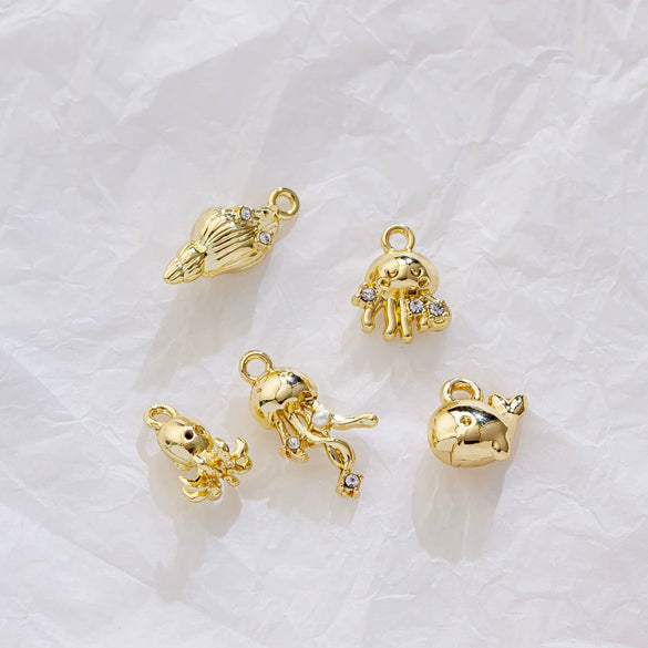 Alloy Marine Life Hippocampus Octopus Conch Electroplated Pendant Jewelry Accessories