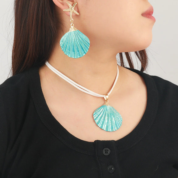 Alloy Marine Life Pattern Fashion Minimalist Women's Necklace Earrings Set With Electroplating