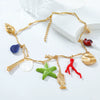 Alloy Marine Life Shell Conch Star Geometric Pendant Women's Snake Bone Chain Necklace