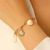 Alloy Marine Life Starfish Shell Pendant Necklace And Bracelet Set With Electroplating For Women