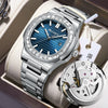 Alloy Mechanical Men's Square Watch With Diamondencrusted Nautilus Waterproof Luminous Calendar Mineral Reinforced Glass Mirror Stainless Steel Buckle Business Style