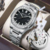 Alloy Mechanical Men's Square Watch With Diamondencrusted Nautilus Waterproof Luminous Calendar Mineral Reinforced Glass Mirror Stainless Steel Buckle Business Style