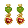 Alloy Medieval Vintage Women's Jewelry Set With Dripping Oil Heart Flower Pattern Bracelet And Earrings