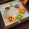 Alloy Medieval Vintage Women's Jewelry Set With Dripping Oil Heart Flower Pattern Bracelet And Earrings