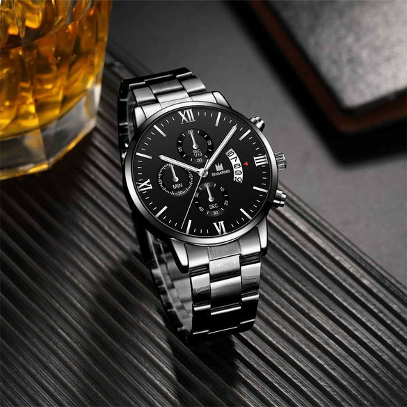 Alloy Men's Business Style Round Dial Quartz Watch
