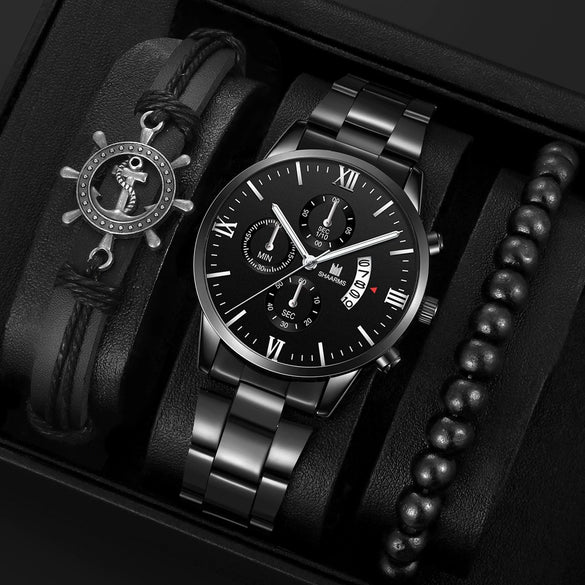 Alloy Men's Business Style Round Dial Quartz Watch