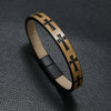 Alloy Men's Printed Cross Bracelet With Magnet Buckle And Stamping Process