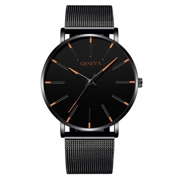 Alloy Mesh Band Men's Leisure Quartz Watch With Round Dial And Pin Buckle