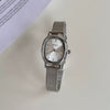 Alloy Mesh Strap Oval Dial Female Student Fashion Light Luxury Watch With Spiral Crown And Single Folding Buckle