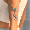 Alloy Metal Arm Chain Jewelry Punk Retro Geometric Dream Catcher Leaf Tassel Open Bracelet With Electroplating