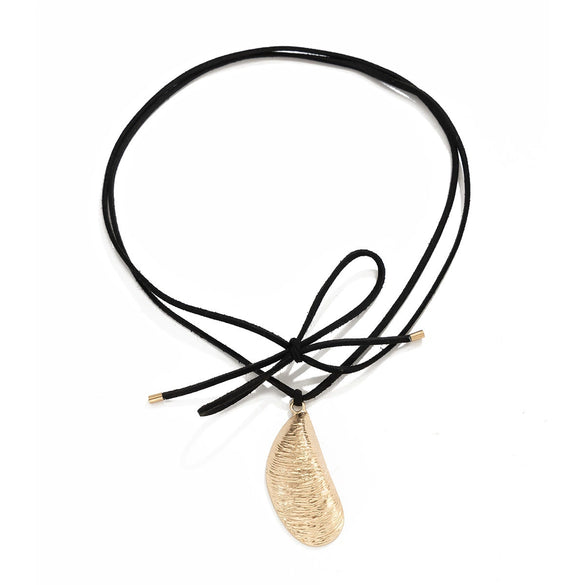 Alloy Metal Asymmetrical Geometric Water Drop Pendant Necklace With Electroplating And Flannel Chain