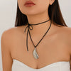 Alloy Metal Asymmetrical Geometric Water Drop Pendant Necklace With Electroplating And Flannel Chain