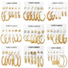 Alloy Metal Circle Chain Earrings Set Geometric Style Electroplated Stainless Steel Ear Needle