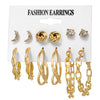 Alloy Metal Circle Chain Earrings Set Geometric Style Electroplated Stainless Steel Ear Needle