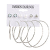 Alloy Metal Circle Chain Earrings Set Geometric Style Electroplated Stainless Steel Ear Needle