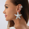 Alloy Metal Flower And Star Shape Ear Clip Set With Electroplating Technique