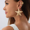 Alloy Metal Flower And Star Shape Ear Clip Set With Electroplating Technique