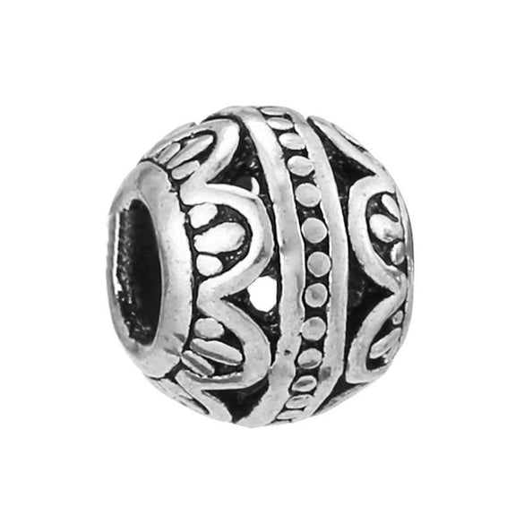 Alloy Metal Totem Pattern Round Beads Electroplated Crown Bracelet Jewelry Accessories