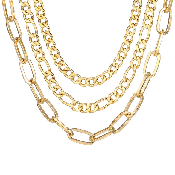 Alloy Metal Women's Multilayered Twist Chain Snake Bone Necklace With Geometric Pattern And Electroplating