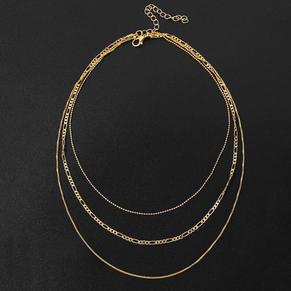 Alloy Metal Women's Multilayered Twist Chain Snake Bone Necklace With Geometric Pattern And Electroplating