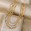 Alloy Metal Women's Multilayered Twist Chain Snake Bone Necklace With Geometric Pattern And Electroplating