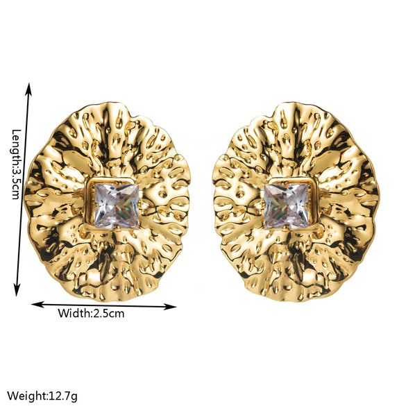 Alloy Metallic Disc Diamond Geometric Long Pendant Earrings Electroplated For Women