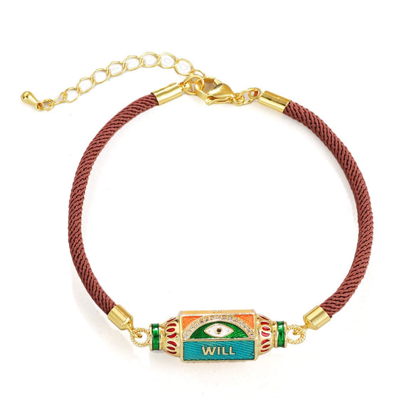 Alloy Microinlaid Zircon Candy Hexagon Drop Devil Eye Punk Retro Geometric Unisex Bracelet With Electroplating
