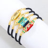 Alloy Microinlaid Zircon Candy Hexagon Drop Devil Eye Punk Retro Geometric Unisex Bracelet With Electroplating