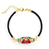 Alloy Microinlaid Zircon Candy Hexagon Drop Devil Eye Punk Retro Geometric Unisex Bracelet With Electroplating
