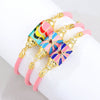 Alloy Microinlaid Zircon Candy Hexagon Drop Devil Eye Punk Retro Geometric Unisex Bracelet With Electroplating