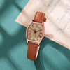 Alloy Mineral Reinforced Mirror Casual Barrel Shape Women's Waterproof Quartz Watch With Imitation Leather Strap