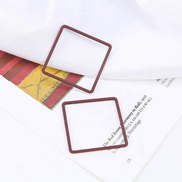 Alloy Minimalist Hollow Square Diy Handmade Jewelry Accessories Pendant Earrings With Baking Paint