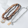 Alloy Multi Layer Beaded Geometric Necklace With Electroplating For Women
