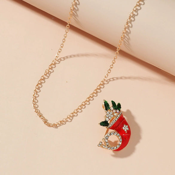 Alloy Multifunctional Women's Dripping Oil And Diamondembedded Fivepointed Star And Horn Necklace Brooch