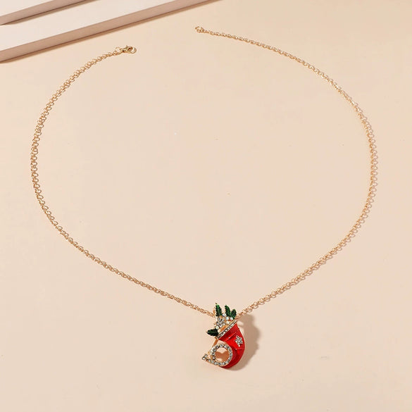 Alloy Multifunctional Women's Dripping Oil And Diamondembedded Fivepointed Star And Horn Necklace Brooch