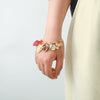 Alloy Multilayer Bracelet With Retro Style Dripping Oil Pattern Love Sunflower Chili Bird Leaf Shapes Set With Diamonds For Women