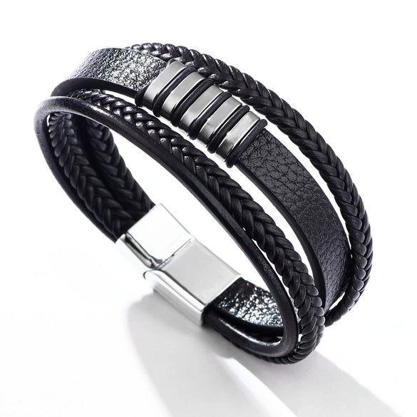 Alloy Multilayer Braided Magnetic Buckle Fashion Geometric Electroplated Unisex And Men's Bracelet