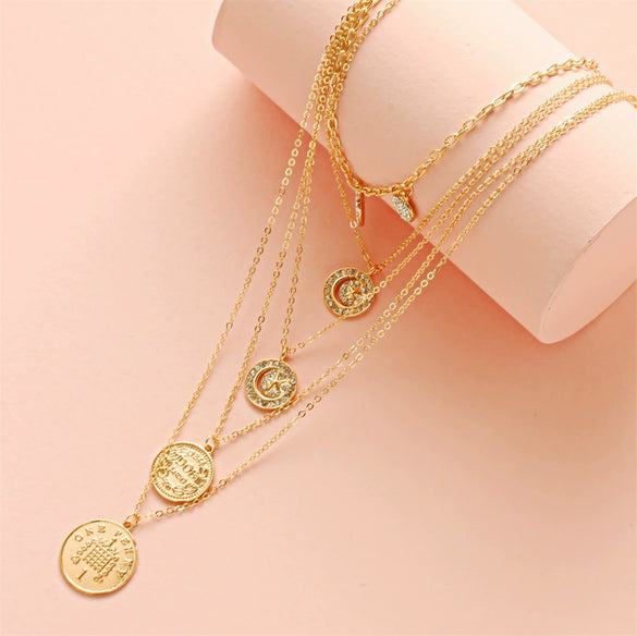 Alloy Multilayer Butterfly Personality Fashion Women's Necklace With Letters Numbers Text Pattern And Electroplating Design