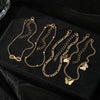 Alloy Multilayer Geometric Butterfly Star Fish Bone Chain Anklet Set For Women
