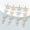 Alloy Multilayer Rhinestone Studded Fivepointed Star Long Earrings For Girls With Geometric Design And Diamond Treatment