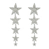 Alloy Multilayer Rhinestone Studded Fivepointed Star Long Earrings For Girls With Geometric Design And Diamond Treatment